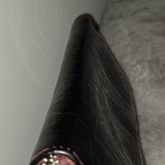 Dior Burgundy Patent Leather Embossed Wallet - Picture 4 of 13